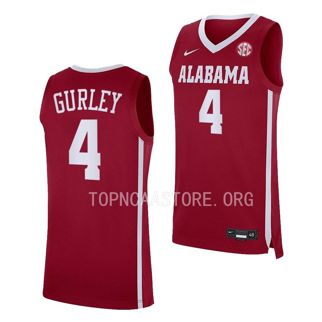 Men's Alabama Crimson Tide Noah Gurley #4 Replica Crimson NCAA College Basketball Jersey